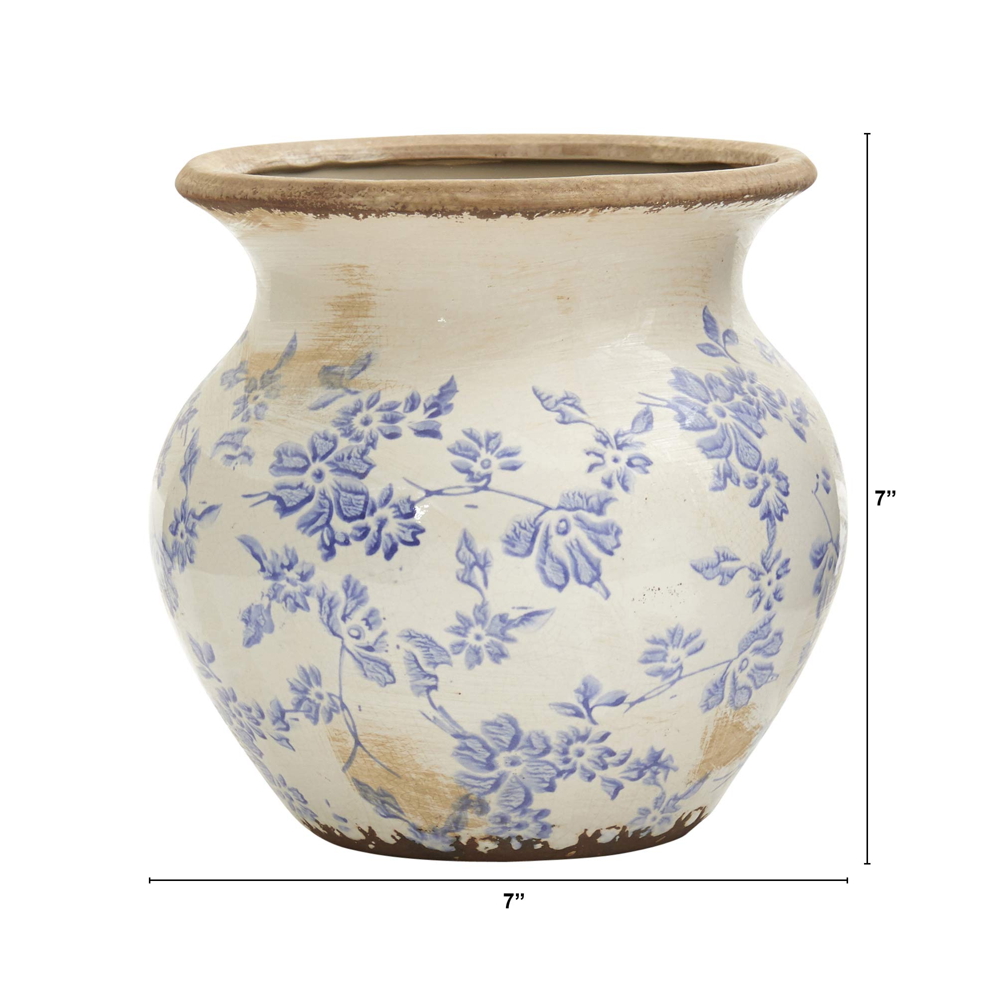 Amazon.com: Nearly Natural 7in. Tuscan Ceramic Blue Scroll Urn
